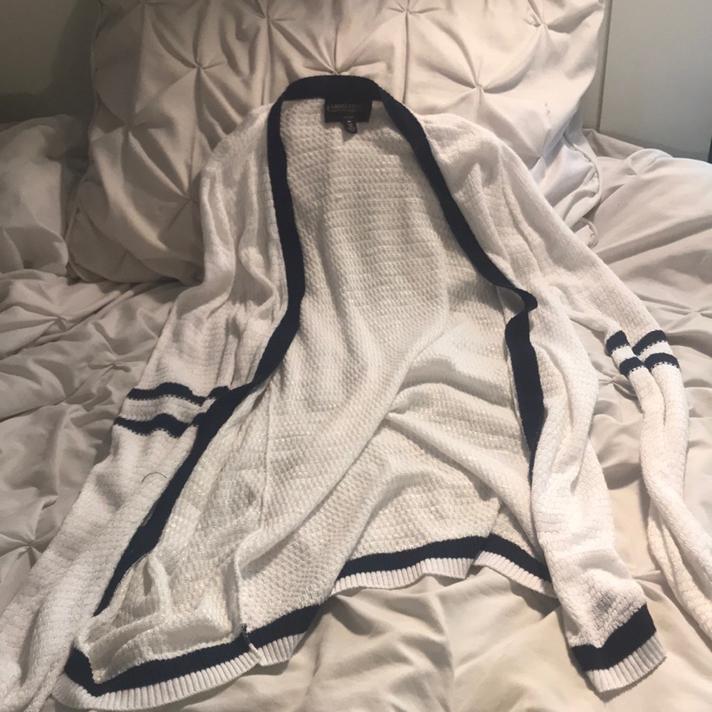 White/Navy Blue Cardigan